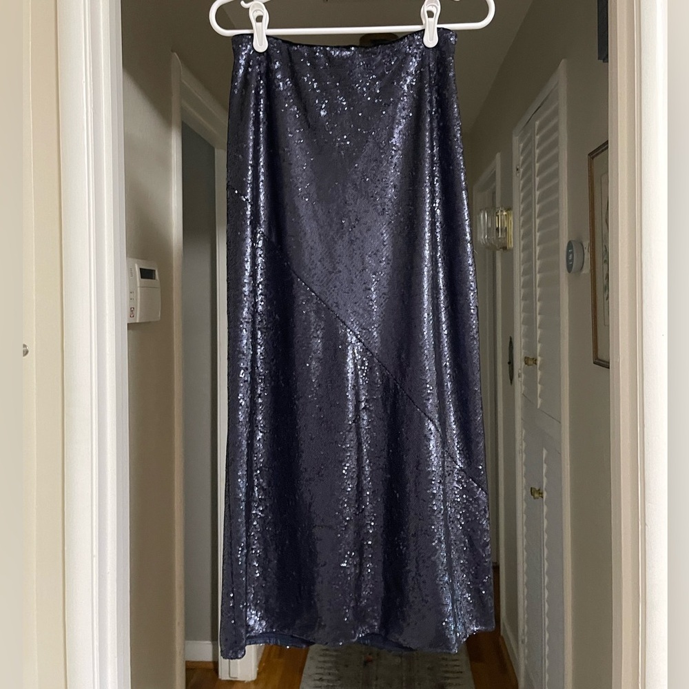 ABS Allen Schwartz Navy Sequin Maxi Skirt